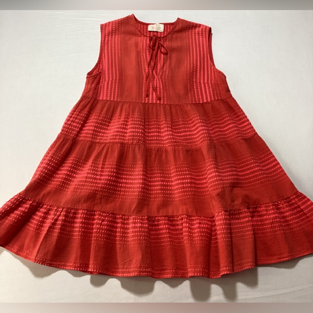 Woman’s Red Sleeveless Tiered Mini Dress - Picture 3 of 10